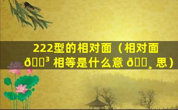 222型的相对面（相对面 🐳 相等是什么意 🌸 思）